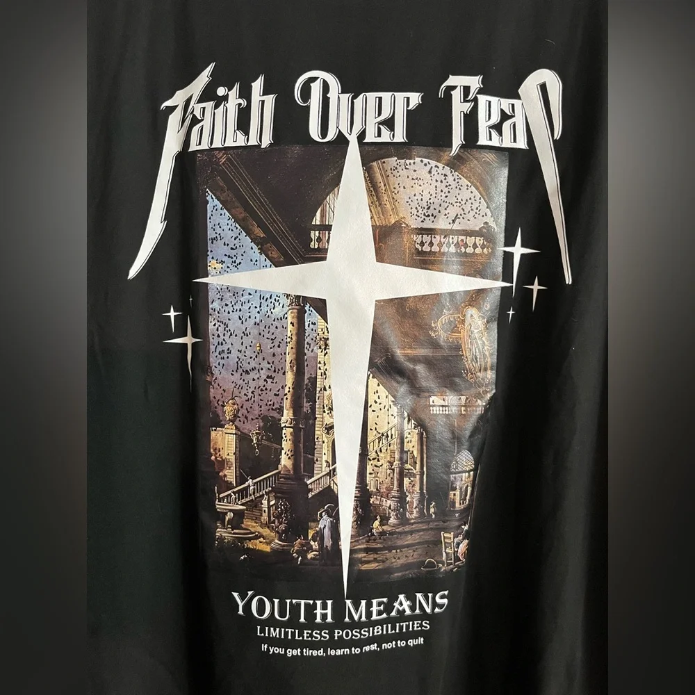 Faith over Fear Men's TikTop Shop shirt Sz XL - Picture 5 of 10